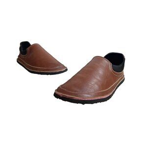 Handcrafted Men's Brown Vegan Leather Flat Slip On Shoes